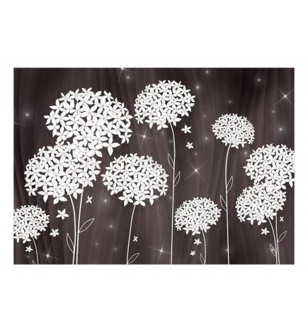 Fotomurale adesivo fiori bianchi su sfondo nero ARREDALACASA