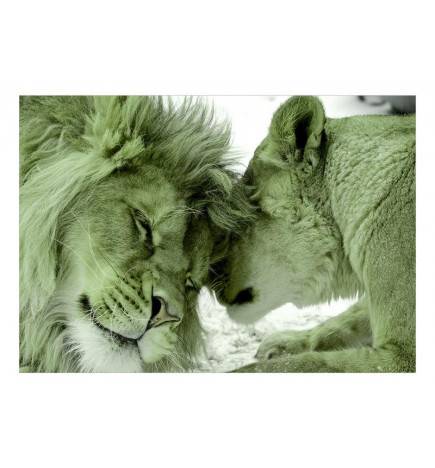 Fotomurale adesivo con 2 leoni verdi Arredalacasa