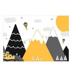 Fotomurale adesivo per bambini mongolfiera e monti Arredalacasa