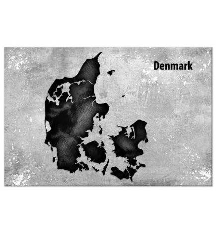 Quadro con la mappa della Danimarca - nera - ARREDALACASA