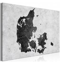 61,90 €Quadro Con La Mappa Della Danimarca in bianco e nero