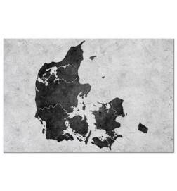 Quadro Con La Mappa Della Danimarca in bianco e nero