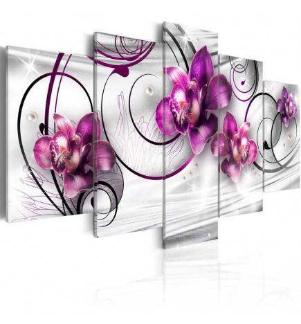 Quadro con 4 orchidee viola cm. 100x50 e cm. 200x100