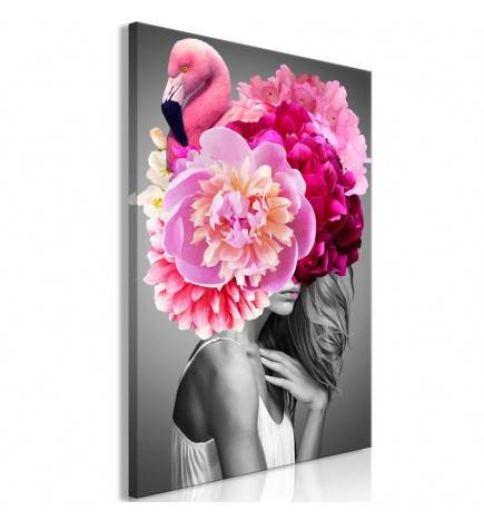 61,90 €Quadro ragazza con i fiori rosa cm. 40x60 ARREDALACASA
