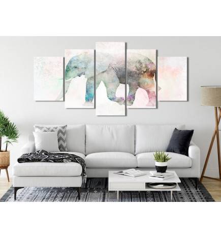 Canvas Print - Painted Elephant (5 Parts) Wide