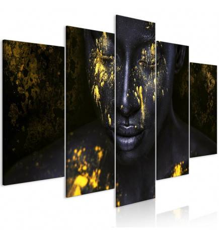 Canvas Print - Bathed in Gold (5 Parts) Wide