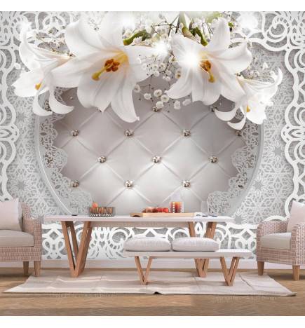 Self-adhesive Wallpaper - Lilies and Quilted Background