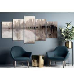 Canvas Print - City in the Rain (5 Parts) Wide