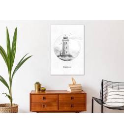 Canvas Print - Black and White Lighthouse (1 Part) Vertical
