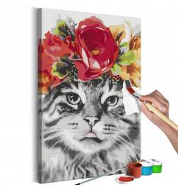 52,00 € DIY canvas painting - Cat With Flowers