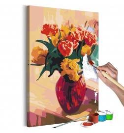 Quadro pintado por você - Tulips in Red Vase