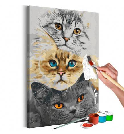 DIY canvas painting - Cat's Trio