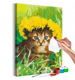 52,00 €Quadro fai da te con un gattino con i fiori in testa cm. 40x60