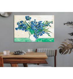 Quadro fai da te con un vaso di fiori blu cm. 60x40 Arredalacasa