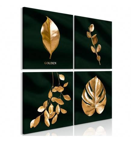 56,90 €Quadro collage con delle foglie dorate - ARREDALACASA