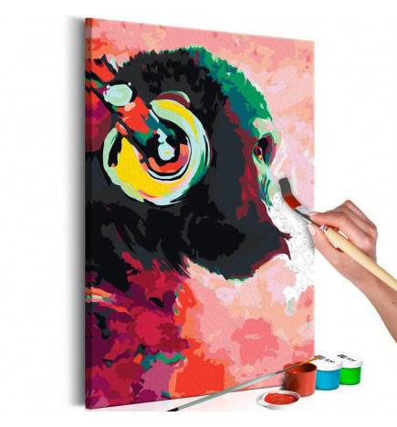 DIY canvas painting - Monkey In Headphones
