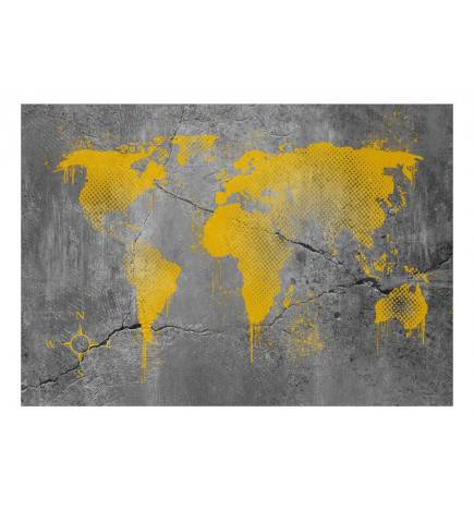 Fotomurale adesivo col mappamondo vintage giallo