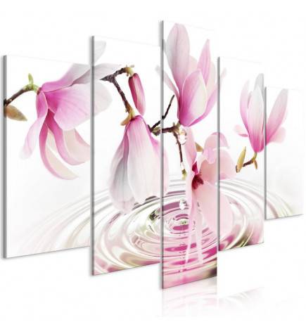 Canvas Print - Magnolias over Water (5 Parts) Wide Pink