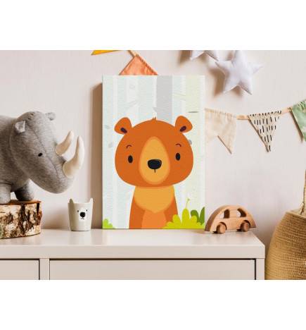 DIY canvas painting - Teddy Bear in the Forest