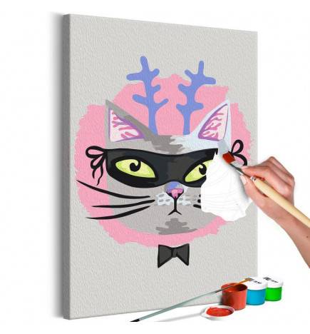 DIY canvas painting - Cat With Horns