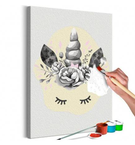 52,00 € DIY canvas painting - Rhino and Flowers
