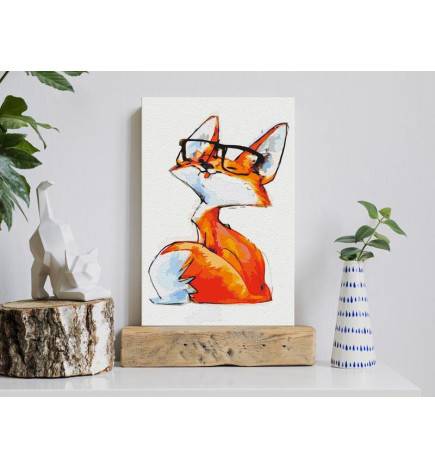 DIY canvas painting - Eyeglass Fox
