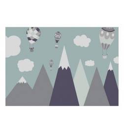 Fotomurale adesivo per bambini con le mongolfiere e i monti