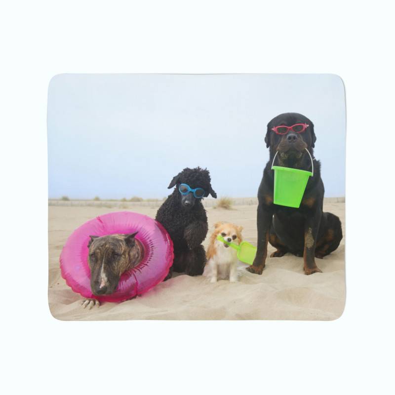 74,00 € 2 mantas polares - con perros junto al mar