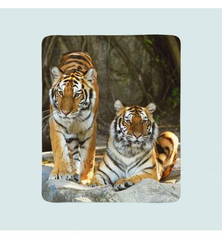 2 coperte in pile - con due tigri