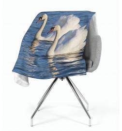 2 fleece blankets - with two white swans
