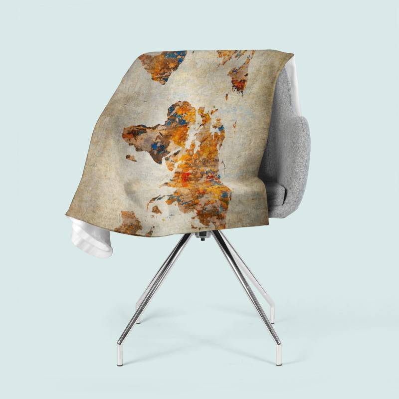 74,00 €2 coperte in pile - con un mappamondo vintage