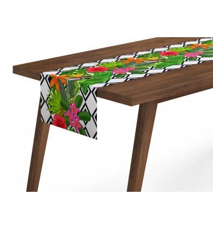 4 Table Runner Rugs - tropical flowers and leaves