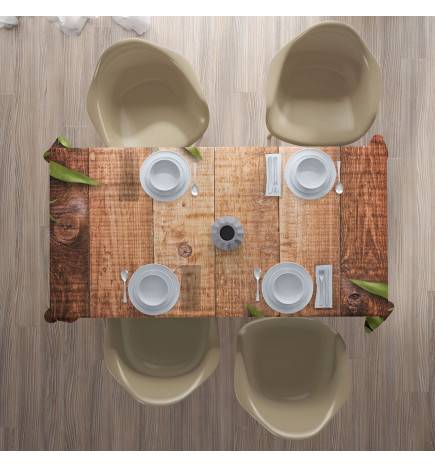 Toalhas de mesa - com folhas na madeira