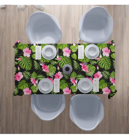 Tablecloths - with leaves and flowers - with a black background