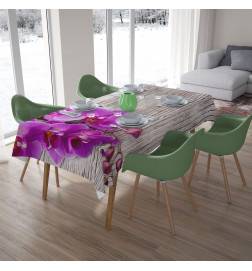 Tischdecken - mit lila Orchideen auf Holz - ARREDALACASA