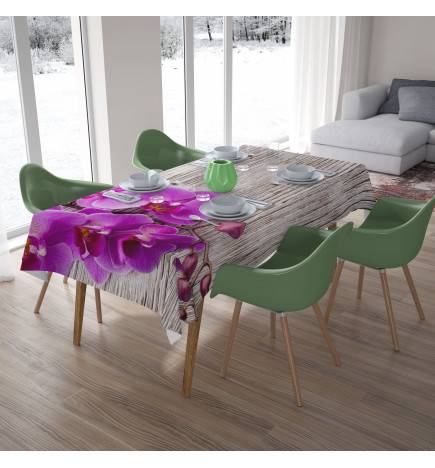Tablecloths - with purple orchids on wood - ARREDALACASA
