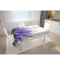 Toalhas de mesa - com flores de lavanda em madeira cinza
