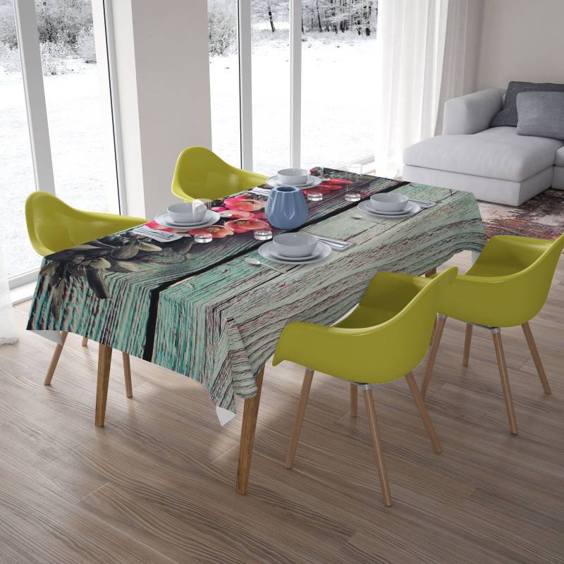 62,00 € Tischdecken - mit Mohnblumen auf Holz - ARREDALACASA