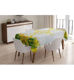 Tischdecken - mit gelben Blumen auf weißem Hintergrund