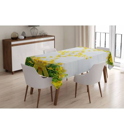 Toalhas de mesa - com flores amarelas com fundo branco