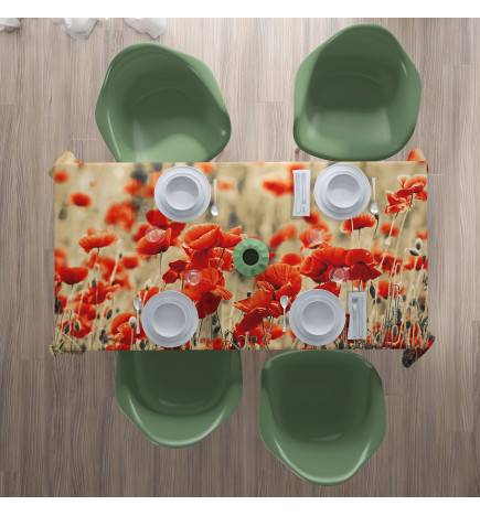Tischdecken - mit roten Mohnblumen - ARREDALACASA