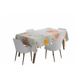 Tischdecken - mit Rosen auf weißem Hintergrund - ARREDALACASA