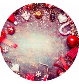 Toalhas de mesa redondas - Natal com corações e maçãs