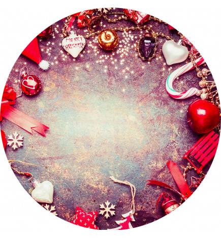 Manteles redondos - Navidad con corazones y manzanas