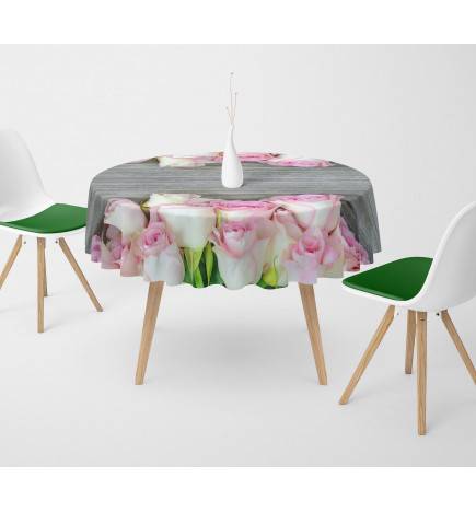 Ronde tafelkleden - met rozen op hout - ARREDALACASA