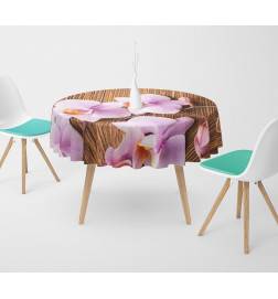 Runde Tischdecken – mit Orchideen auf dem Holz