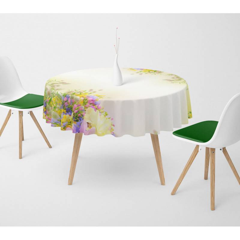 62,00 € Runde Tischdecken – mit gelben und rosa Blumen – ARREDALACASA