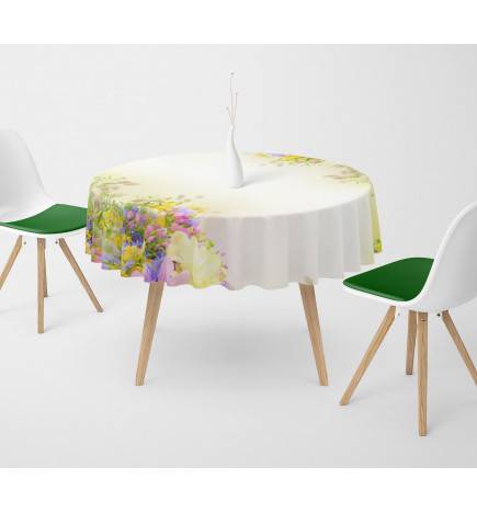 Runde Tischdecken – mit gelben und rosa Blumen – ARREDALACASA