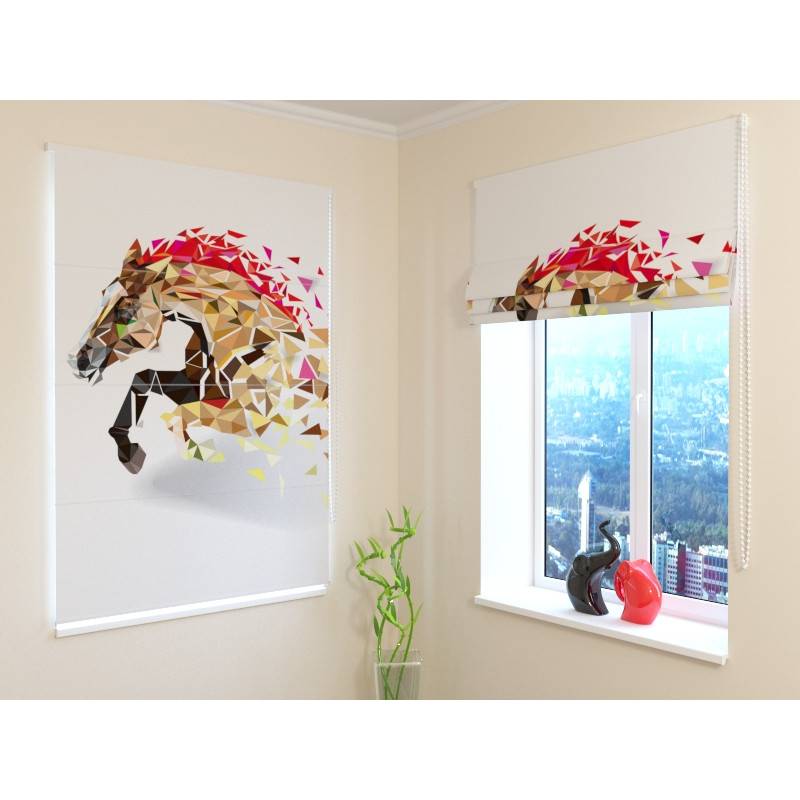 68,50 € Roman blind - with a galloping horse - BLACKOUT
