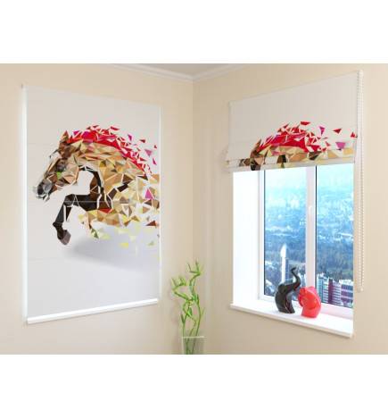 Roman blind - with a galloping horse - BLACKOUT